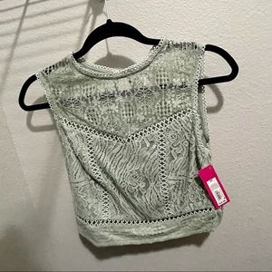 Laced mint crop top